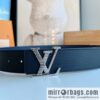 LV/Louis Vuitton, original quality LV Initiales. 40mm black water ripple belt