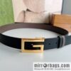 Gucci Gucci 3.5cm full leather black coffee double G gold/silver buckle belt