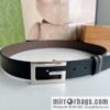 Gucci Gucci 3.5cm full leather black coffee double G gold/silver buckle belt