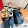 Ferragamo 8-figure buckle oblique inner profile polished double-sided first-layer cowhide belt 3.5cm