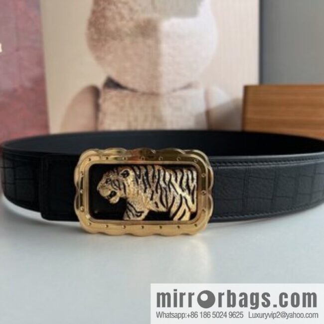 Stefano. Ricci Stephen, stainless steel hand-carved craft tiger head men\'s 4.0cm belt
