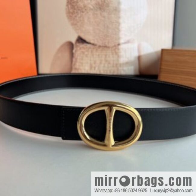 Hermès, hollow metal buckle, double-sided delicate cowhide belt 38mm