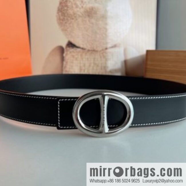 Hermès, hollow metal buckle, double-sided delicate cowhide belt 38mm