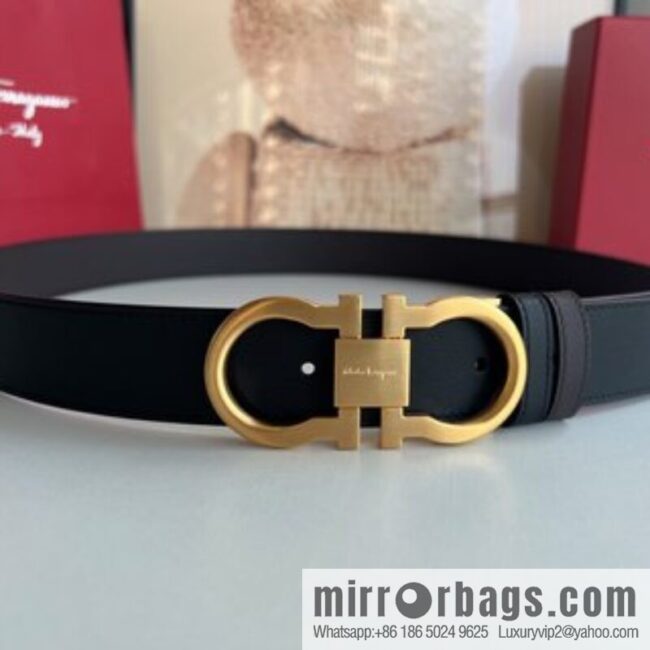 Ferragamo Ferragamo, boutique 8-character counter version metal buckle men\'s 3.5cm belt