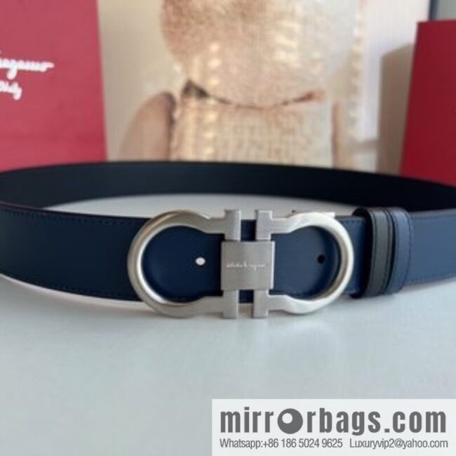 Ferragamo Ferragamo, boutique 8-character counter version metal buckle men\'s 3.5cm belt