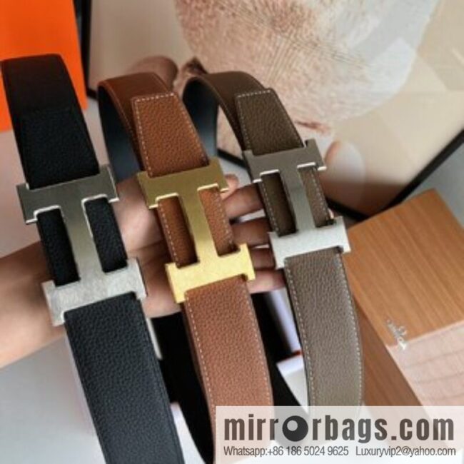 Hermes Togo Leather Double Sided Leather Belt 38mm