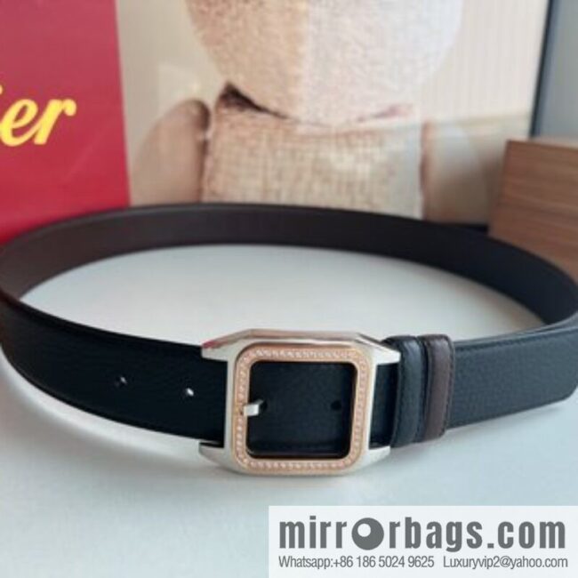 Cartier Cartier, stainless steel with diamond pin buckle with first layer cowhide men\'s 3.5cm belt