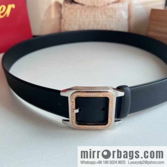 Cartier Cartier, stainless steel with diamond pin buckle with first layer cowhide men\'s 3.5cm belt