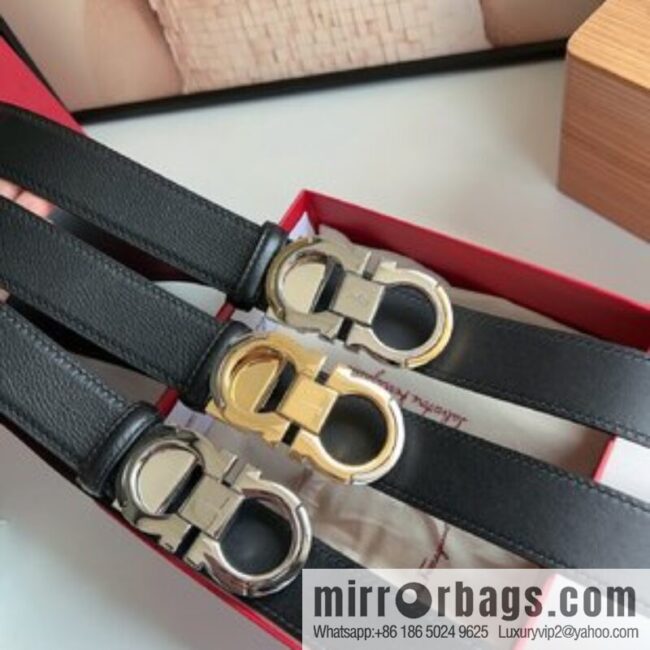 Ferragamo Ferragamo Gancini Buckle Men\'s 3.5cm Stylish Double Sided Belt