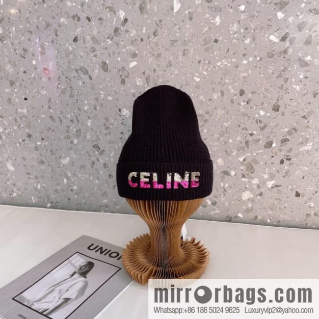 CHANEL CHANEL sequined alphabet knitted wool hat