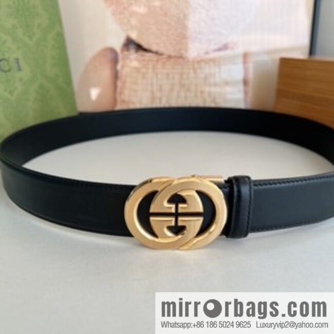 Gucci Gucci 3.5cm men\'s exquisite automatic buckle, imported double-sided first-layer cowhide belt
