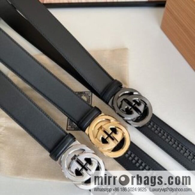 Gucci Gucci 3.5cm men\'s exquisite automatic buckle, imported double-sided first-layer cowhide belt