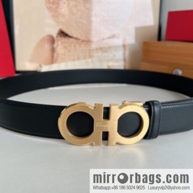 Ferragamo Ferragamo, double-sided first-layer cowhide belt with alveolar belt 3.5cm