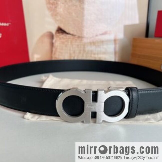 Ferragamo Ferragamo, double-sided first-layer cowhide belt with alveolar belt 3.5cm