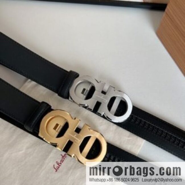 Ferragamo Ferragamo, double-sided first-layer cowhide belt with alveolar belt 3.5cm