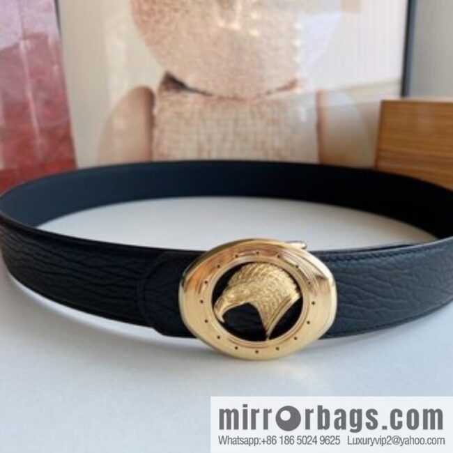 STEFANO RICCI STEFANO RICCI STEFANO LAWNICH Classic Stainless Steel Eagle 🦅 Logo Wear Metal Buckle Top Cowhide Belt 3.8cm