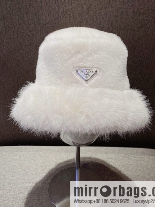 Prada 2022 autumn and winter new mink velvet thickened warm bucket hat