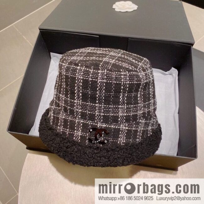 Chanel 2022 autumn and winter new plaid bucket hat