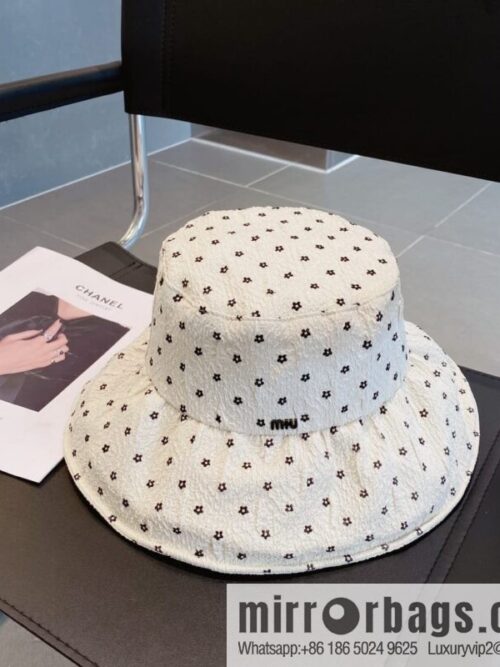 Miumiu small flower lotus leaf edge bucket hat