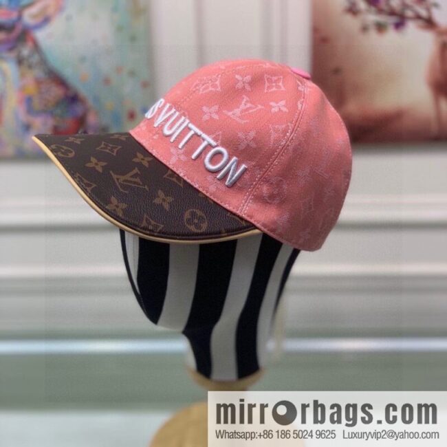 LV Louis Vuitton original denim fabric old flower splicing baseball cap