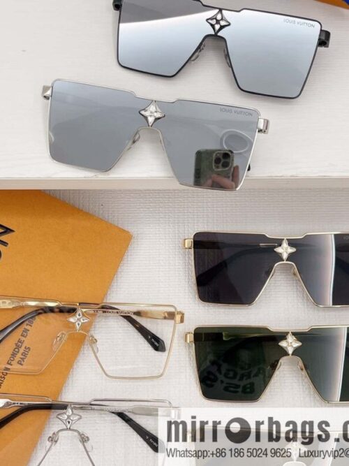 LV Louis Vuitton three-dimensional metal square sunglasses
