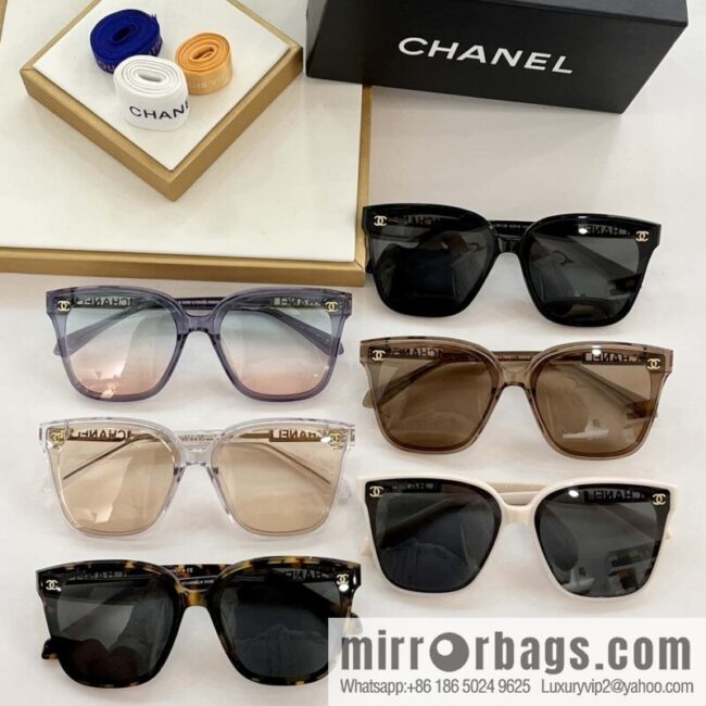 Chanel temple logo letter women\'s sunglasses