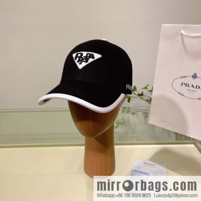 PRADA Prada new embroidered classic triangular label street cotton baseball cap