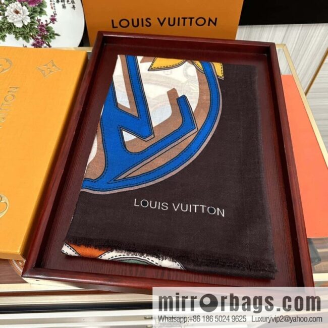 LV Louis Vuitton printed cashmere scarf