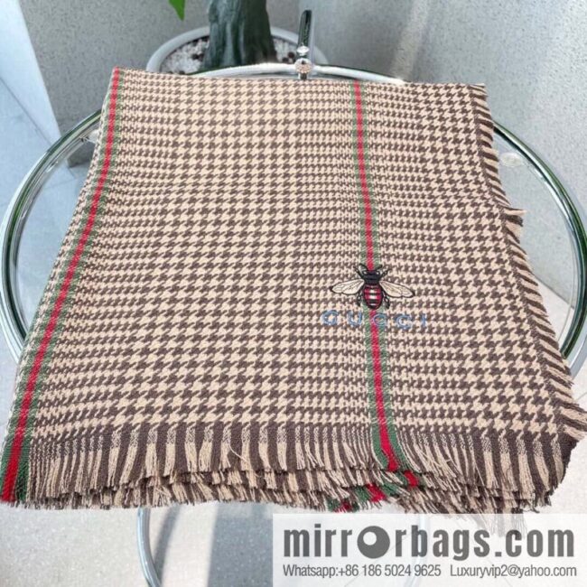 GUCCI Gucci Classic Thousand Birds Grid Cashmere Scarf