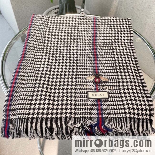 GUCCI Gucci Classic Thousand Birds Grid Cashmere Scarf
