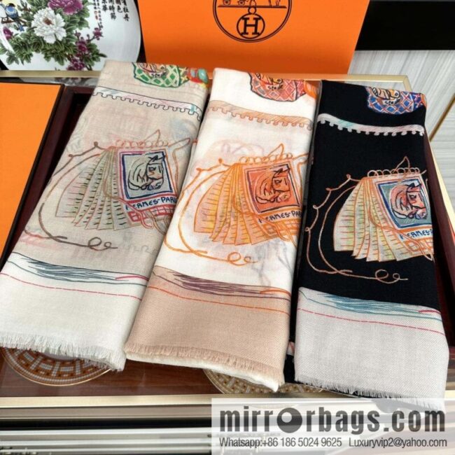 Hermes Hermes Horse Pentium Cashmere Long Towel