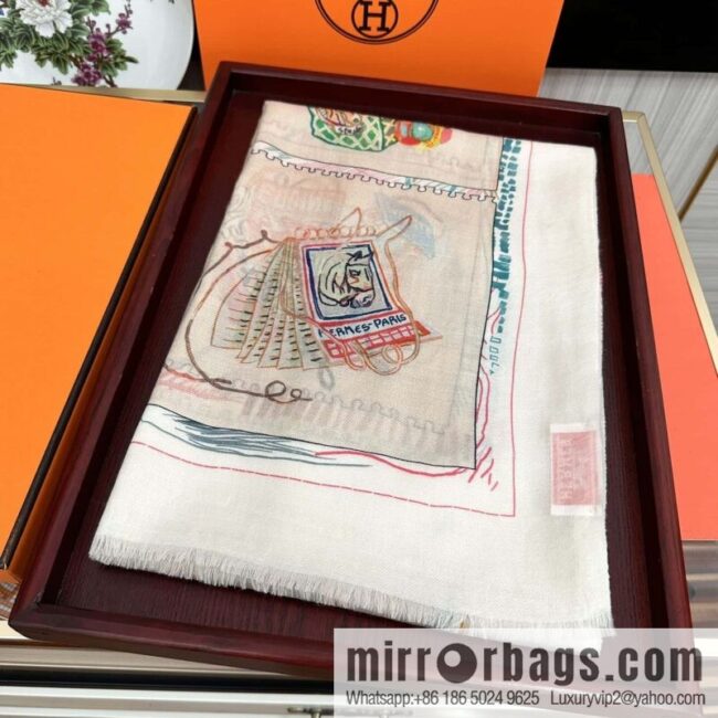 Hermes Hermes Horse Pentium Cashmere Long Towel