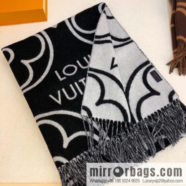 LV Louis Vuitton Jacquard Monogram Floral Scarf