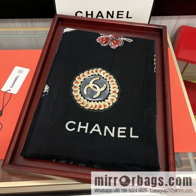 Chanel double c-sided ring velvet long towel