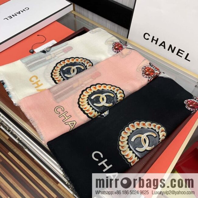 Chanel double c-sided ring velvet long towel