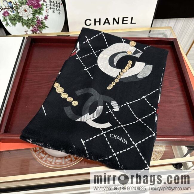 Chanel Flower Double C Cashmere Long Towel