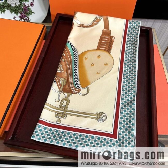 Hermes carriage design silk scarf