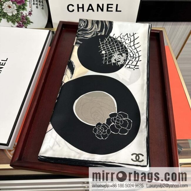 Chanel hat series 100% top twill silk scarf