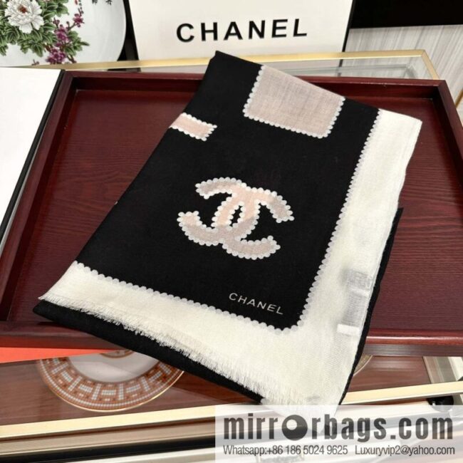 Chanel perfume bottle cashmere scarf