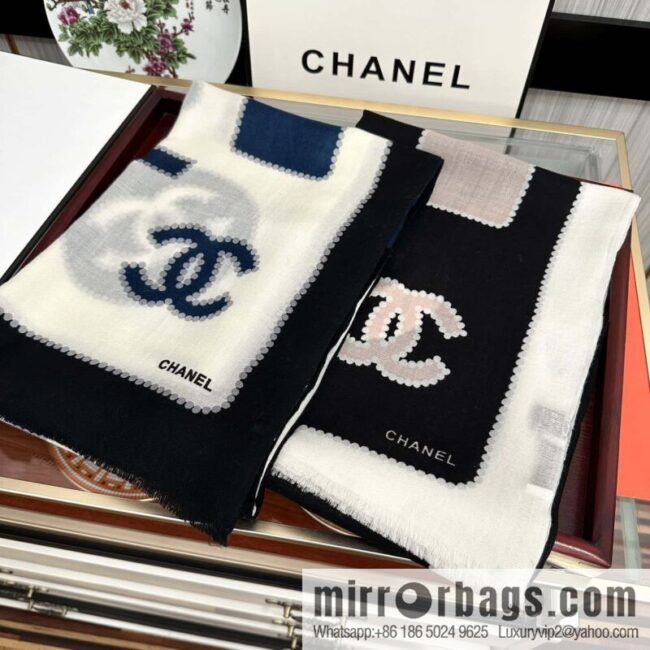 Chanel perfume bottle cashmere scarf