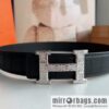 Hermes Hermes, men\'s 3.8cm stainless steel H inlaid diamond buckle belt