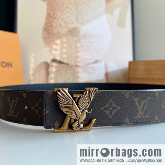 LV/Louis Vuitton, Classic Monogram Dove Double Sided Belt