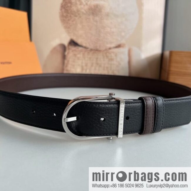 LV/Louis Vuitton, imported first-layer cowhide double-sided men\'s belt 35MM