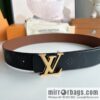 LV/Louis Vuitton, black flower double-sided PYRAMIDE calfskin belt