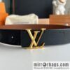 LV/Louis Vuitton, black flower men\'s double-sided PYRAMIDE calfskin brown belt