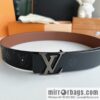 LV/Louis Vuitton, black flower men\'s double-sided PYRAMIDE calfskin brown belt