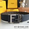 FENDI Fendi, Metal Buckle Printed Fabric Cowhide 4.0cm Belt