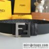 FENDI Fendi, Metal Buckle Printed Fabric Cowhide 4.0cm Belt