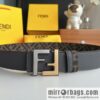 FENDI Fendi, Metal Buckle Printed Fabric Cowhide 4.0cm Belt