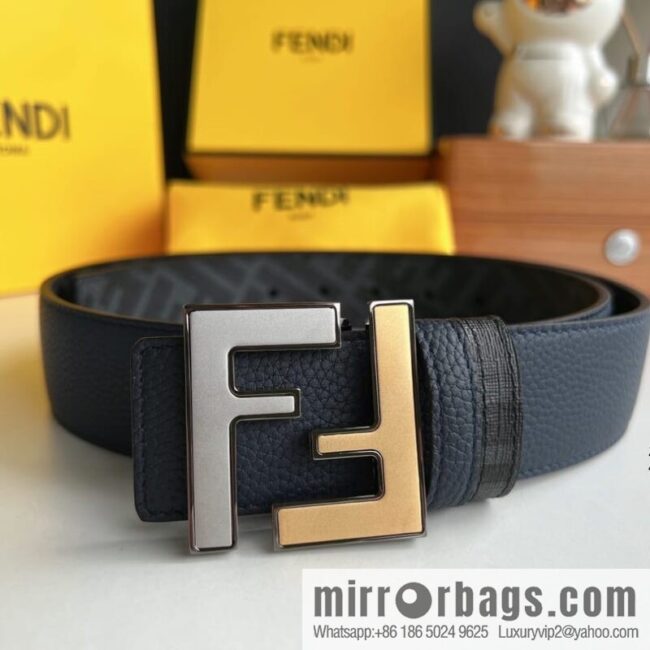 FENDI Fendi, Metal Buckle Printed Fabric Cowhide 4.0cm Belt